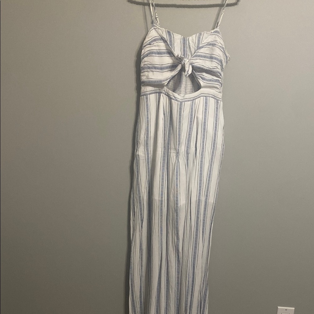 Striped Maxi Dress with Front Knot